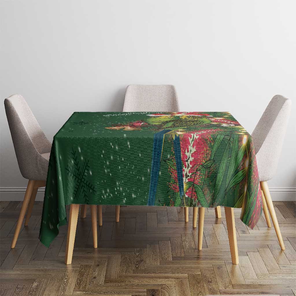 Green Budgerigars on Callistemon Tablecloth Merry Christmas Aussie - Aussie Hoodie
