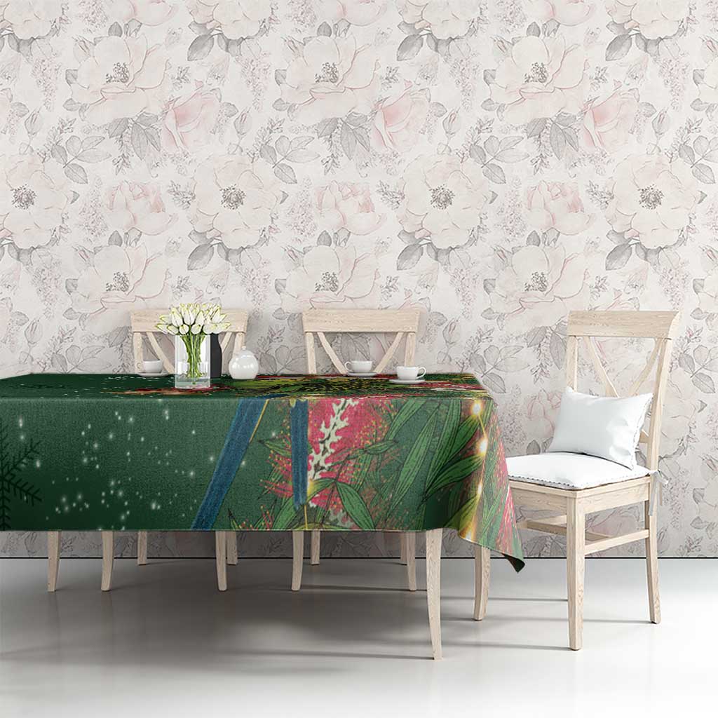 Green Budgerigars on Callistemon Tablecloth Merry Christmas Aussie - Aussie Hoodie