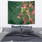Green Budgerigars on Callistemon Tapestry Merry Christmas Aussie - Aussie Hoodie
