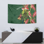 Green Budgerigars on Callistemon Tapestry Merry Christmas Aussie - Aussie Hoodie
