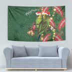 Green Budgerigars on Callistemon Tapestry Merry Christmas Aussie - Aussie Hoodie