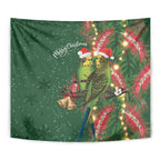 Green Budgerigars on Callistemon Tapestry Merry Christmas Aussie - Aussie Hoodie