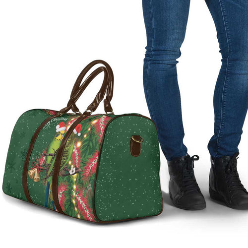 Green Budgerigars on Callistemon Travel Bag Merry Christmas Aussie - Aussie Hoodie