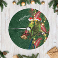 Green Budgerigars on Callistemon Merry Christmas Aussie Tree Skirt - Aussie Hoodie