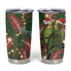 Green Budgerigars on Callistemon Tumbler Cup Merry Christmas Aussie - Aussie Hoodie