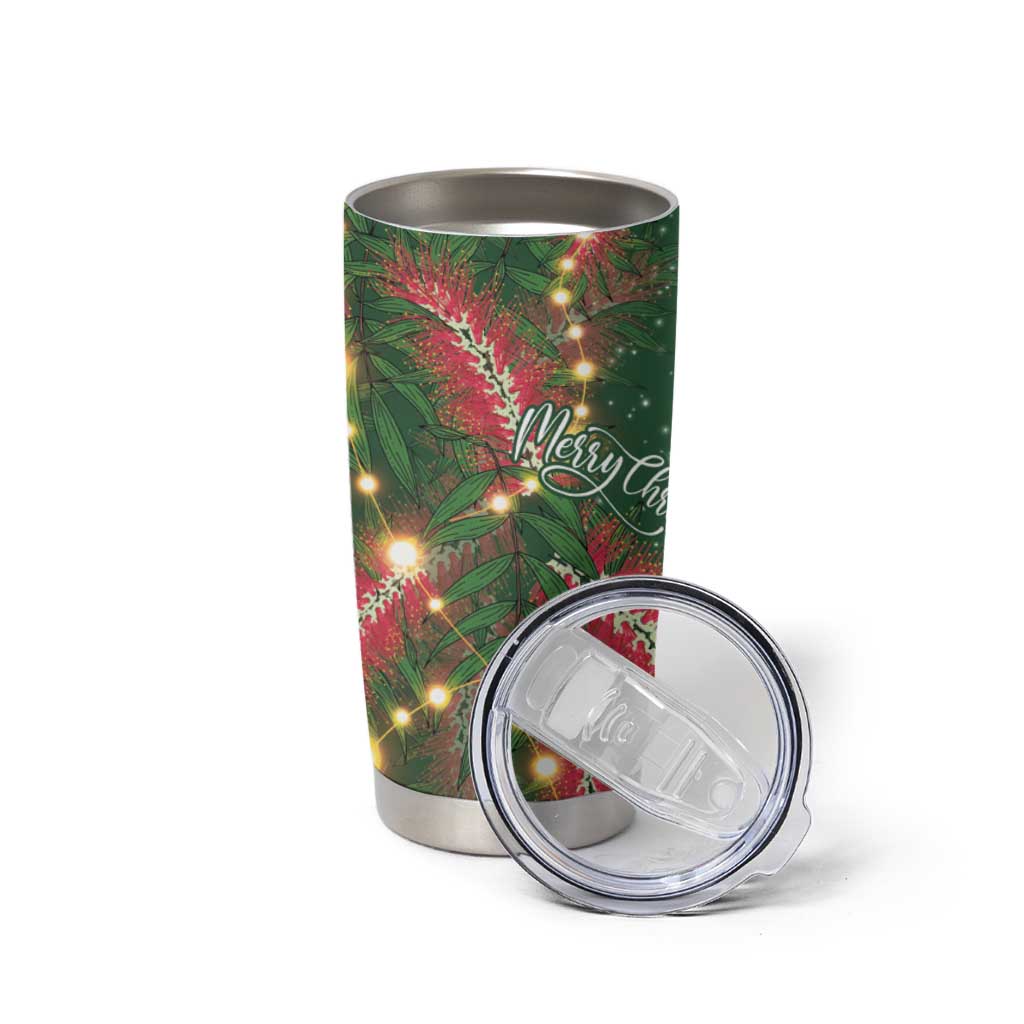 Green Budgerigars on Callistemon Tumbler Cup Merry Christmas Aussie - Aussie Hoodie