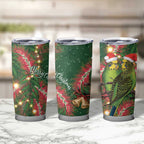 Green Budgerigars on Callistemon Tumbler Cup Merry Christmas Aussie - Aussie Hoodie