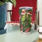 Green Budgerigars on Callistemon Tumbler Cup Merry Christmas Aussie - Aussie Hoodie