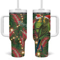 Green Budgerigars on Callistemon Tumbler With Handle Merry Christmas Aussie - Aussie Hoodie