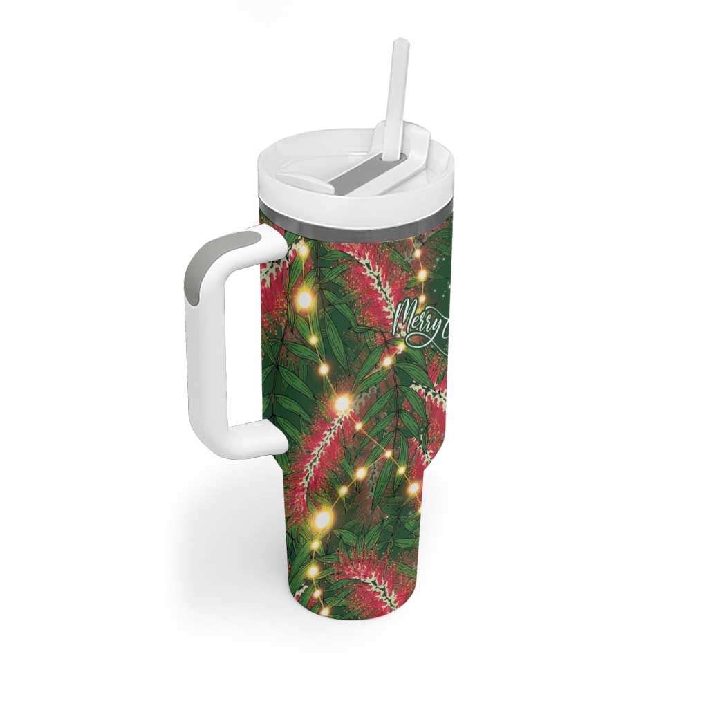 Green Budgerigars on Callistemon Tumbler With Handle Merry Christmas Aussie - Aussie Hoodie