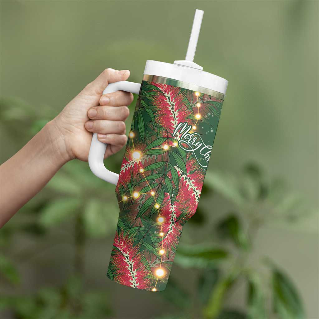 Green Budgerigars on Callistemon Tumbler With Handle Merry Christmas Aussie - Aussie Hoodie