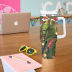 Green Budgerigars on Callistemon Tumbler With Handle Merry Christmas Aussie - Aussie Hoodie