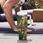 Green Budgerigars on Callistemon Tumbler With Handle Merry Christmas Aussie - Aussie Hoodie