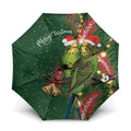 Green Budgerigars on Callistemon Umbrella Merry Christmas Aussie - Aussie Hoodie