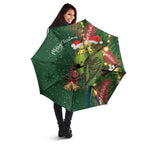 Green Budgerigars on Callistemon Umbrella Merry Christmas Aussie - Aussie Hoodie