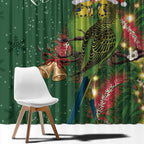 Green Budgerigars on Callistemon Window Curtain Merry Christmas Aussie - Aussie Hoodie