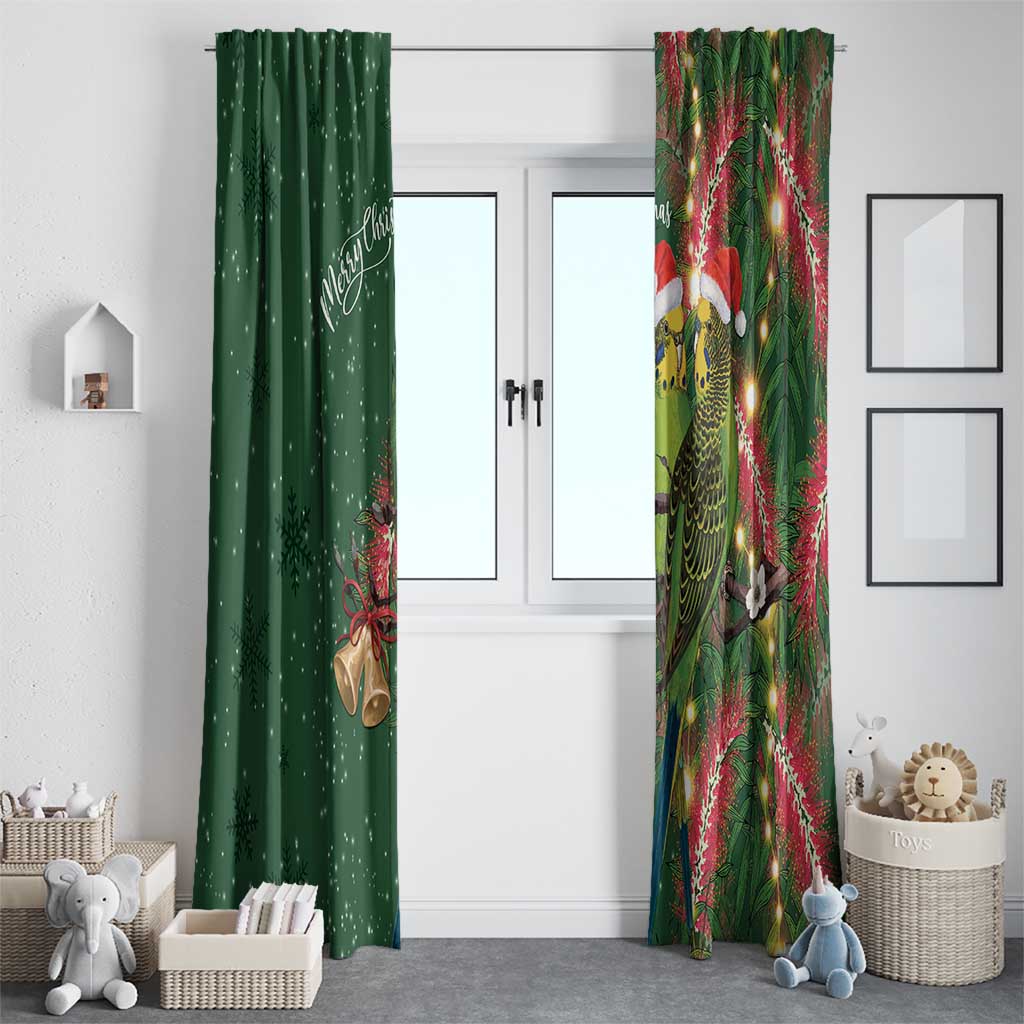 Green Budgerigars on Callistemon Window Curtain Merry Christmas Aussie - Aussie Hoodie