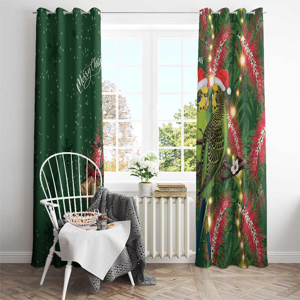 Green Budgerigars on Callistemon Window Curtain Merry Christmas Aussie - Aussie Hoodie