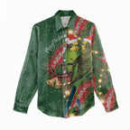 Green Budgerigars on Callistemon Women Casual Shirt Merry Christmas Aussie - Aussie Hoodie