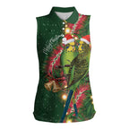 Green Budgerigars on Callistemon Women Sleeveless Polo Shirt Merry Christmas Aussie - Aussie Hoodie