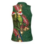Green Budgerigars on Callistemon Women Sleeveless Polo Shirt Merry Christmas Aussie - Aussie Hoodie