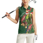 Green Budgerigars on Callistemon Women Sleeveless Polo Shirt Merry Christmas Aussie - Aussie Hoodie