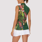 Green Budgerigars on Callistemon Women Sleeveless Polo Shirt Merry Christmas Aussie - Aussie Hoodie