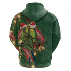 Green Budgerigars on Callistemon Zip Hoodie Merry Christmas Aussie - Aussie Hoodie