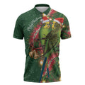 Green Budgerigars on Callistemon Zipper Polo Shirt Merry Christmas Aussie - Aussie Hoodie