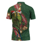 Green Budgerigars on Callistemon Zipper Polo Shirt Merry Christmas Aussie - Aussie Hoodie