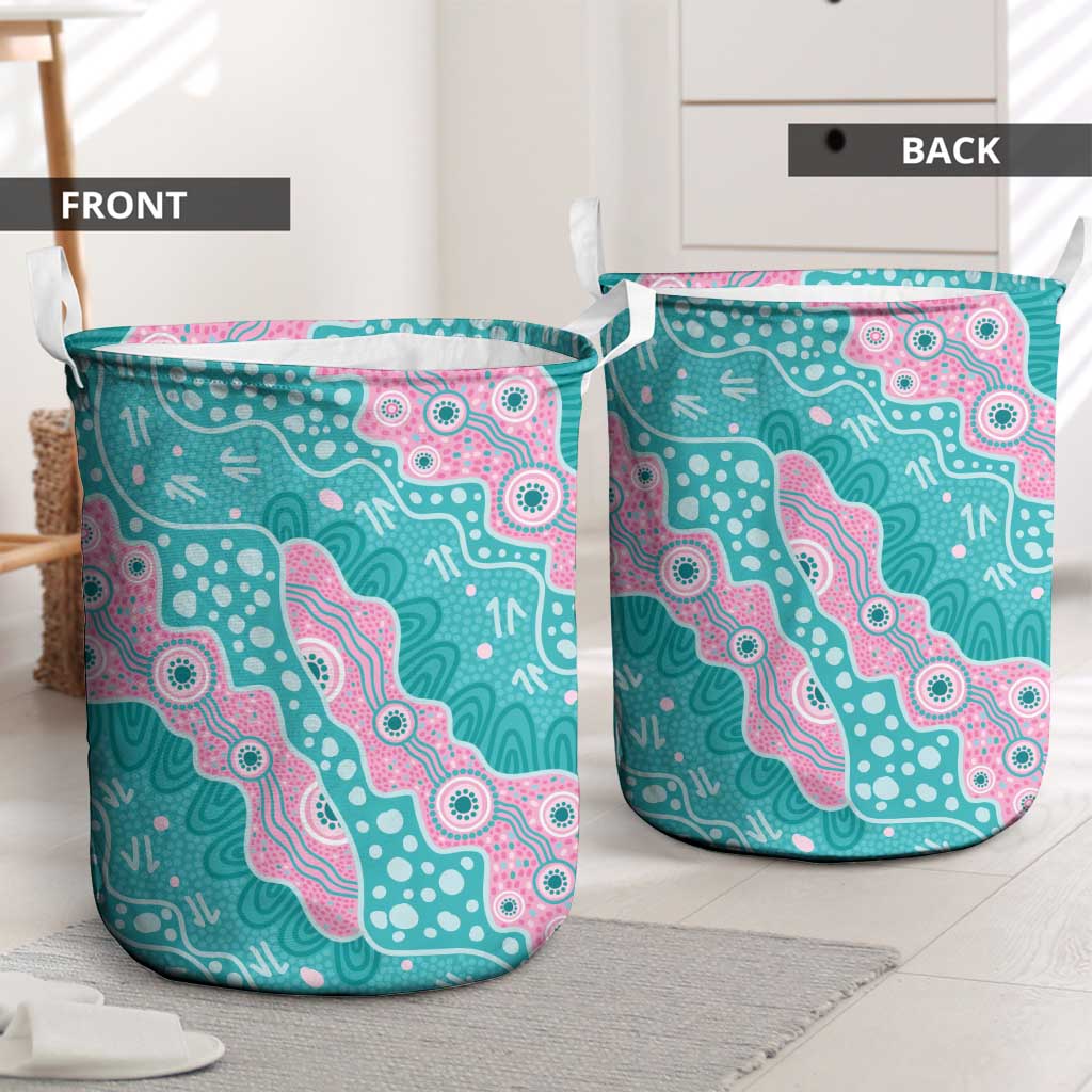 Hereditary Cancer Awareness Australia Indigenous Laundry Basket Pink and Teal - Aussie Hoodie