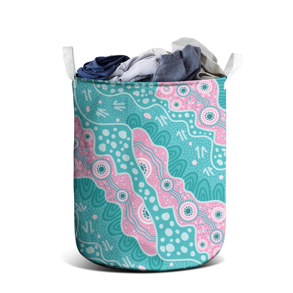 Hereditary Cancer Awareness Australia Indigenous Laundry Basket Pink and Teal - Aussie Hoodie