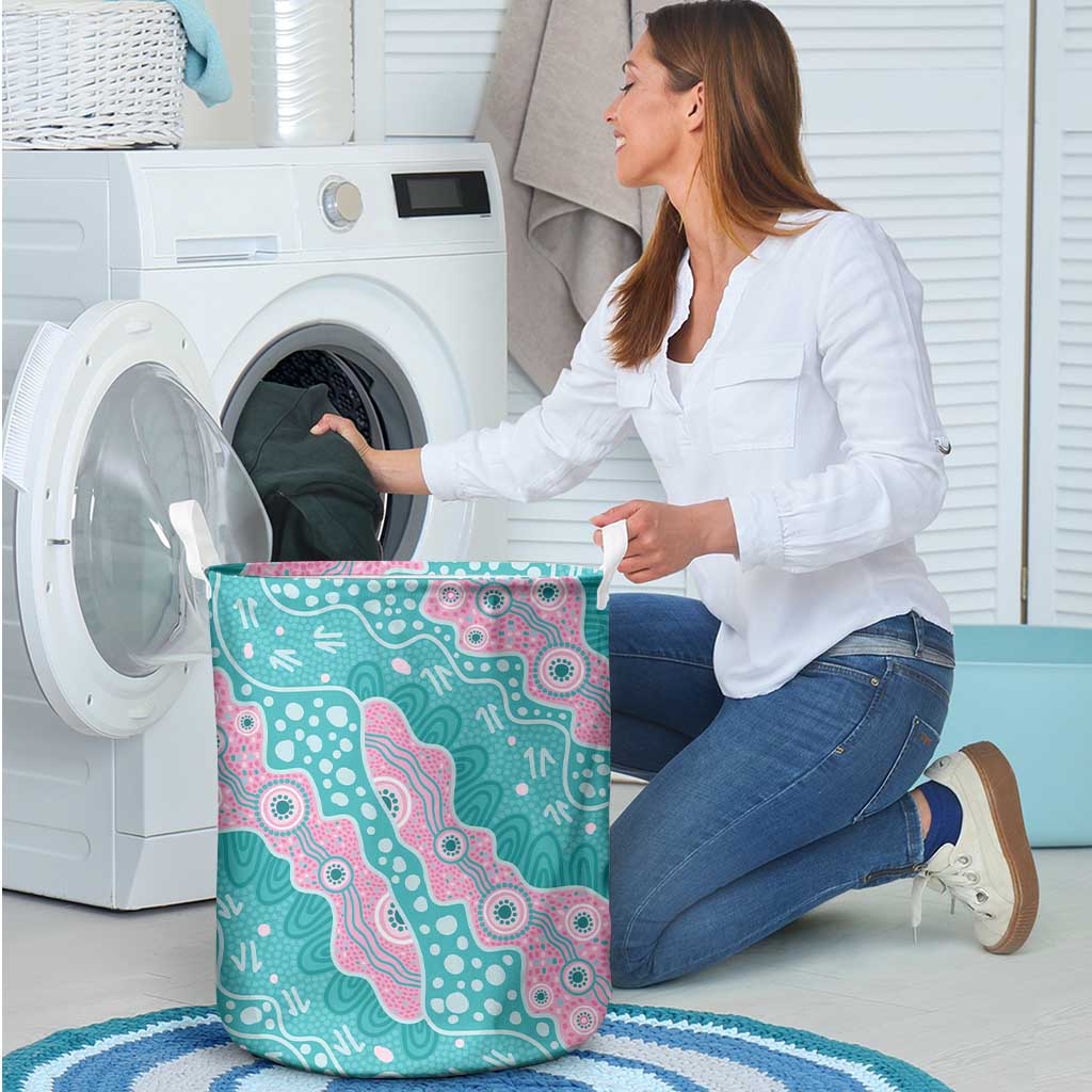 Hereditary Cancer Awareness Australia Indigenous Laundry Basket Pink and Teal - Aussie Hoodie