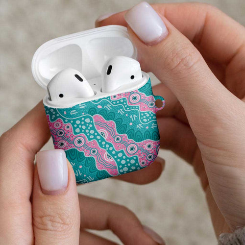 Hereditary Cancer Awareness Australia Indigenous AirPods Case Pink and Teal - Aussie Hoodie