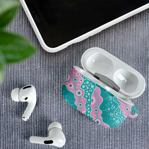 Hereditary Cancer Awareness Australia Indigenous AirPods Case Pink and Teal - Aussie Hoodie