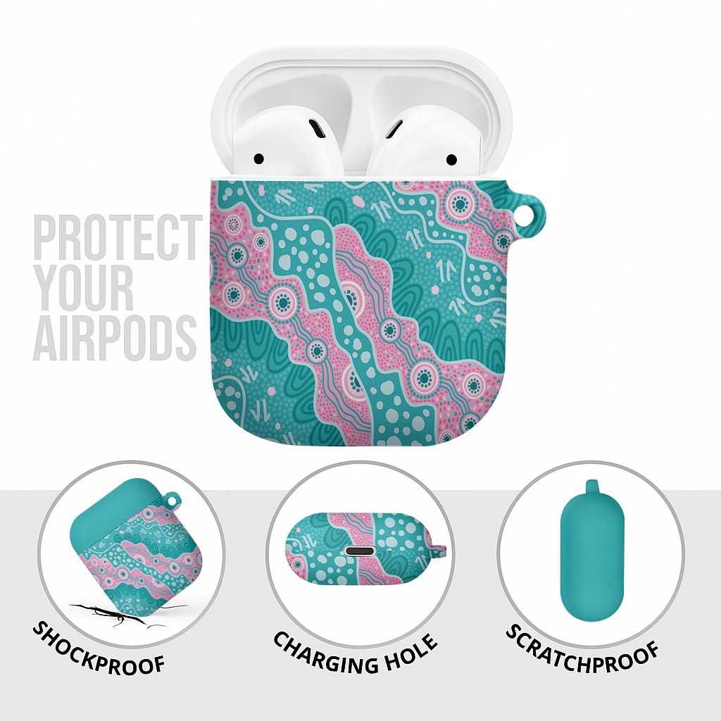 Hereditary Cancer Awareness Australia Indigenous AirPods Case Pink and Teal - Aussie Hoodie