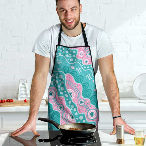 Hereditary Cancer Awareness Australia Indigenous Apron Pink and Teal - Aussie Hoodie