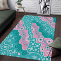 Hereditary Cancer Awareness Australia Indigenous Area Rug Pink and Teal - Aussie Hoodie
