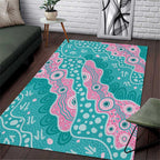 Hereditary Cancer Awareness Australia Indigenous Area Rug Pink and Teal - Aussie Hoodie