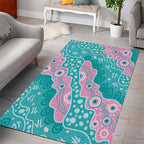 Hereditary Cancer Awareness Australia Indigenous Area Rug Pink and Teal - Aussie Hoodie