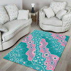 Hereditary Cancer Awareness Australia Indigenous Area Rug Pink and Teal - Aussie Hoodie