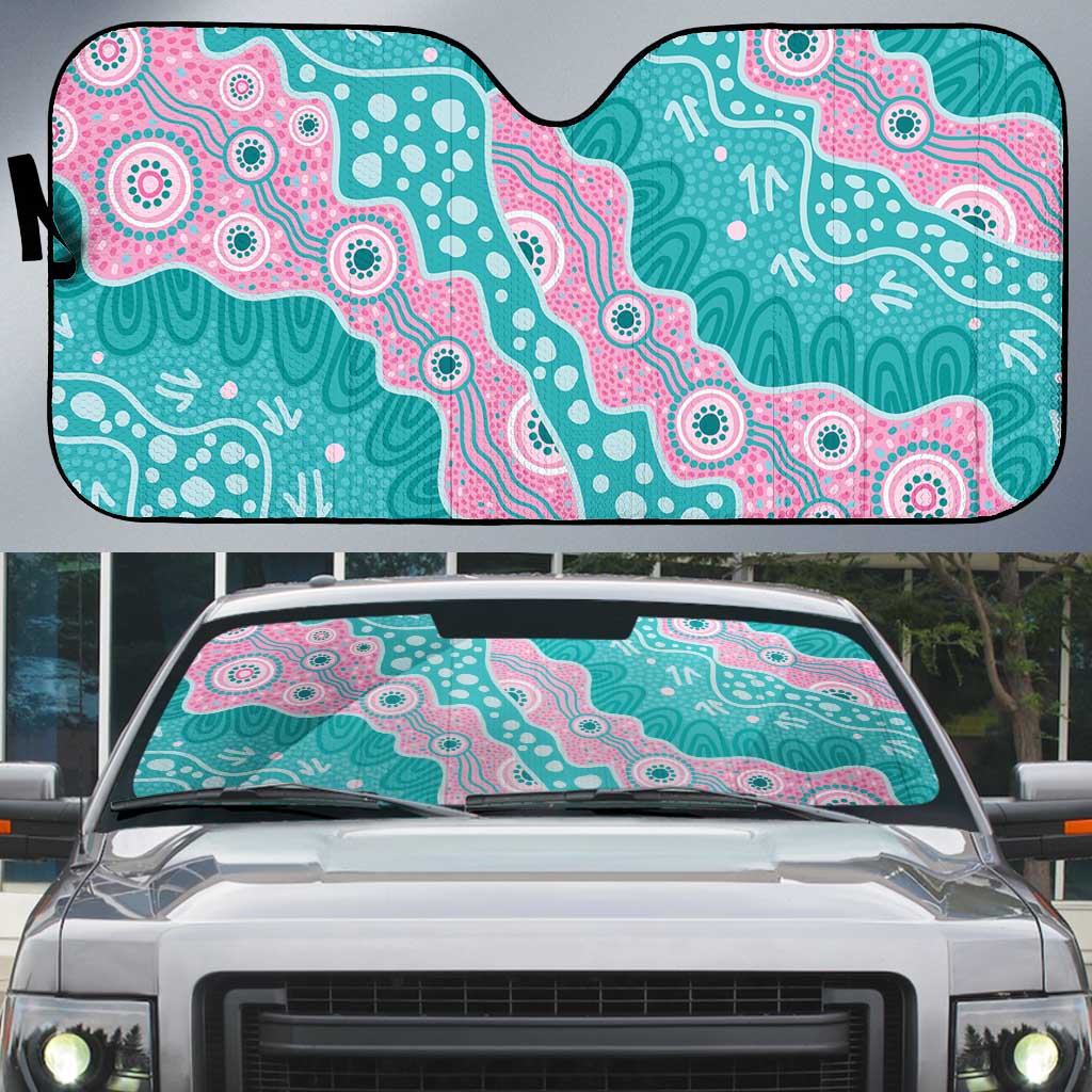Hereditary Cancer Awareness Australia Indigenous Auto Sun Shade Pink and Teal - Aussie Hoodie