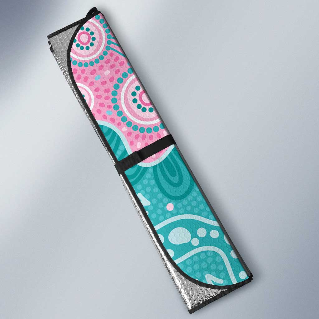 Hereditary Cancer Awareness Australia Indigenous Auto Sun Shade Pink and Teal - Aussie Hoodie