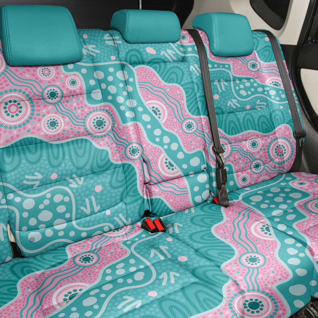 Hereditary Cancer Awareness Australia Indigenous Back Car Seat Cover Pink and Teal - Aussie Hoodie