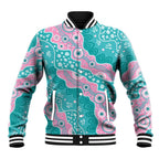 Hereditary Cancer Awareness Australia Indigenous Baseball Jacket Pink and Teal - Aussie Hoodie
