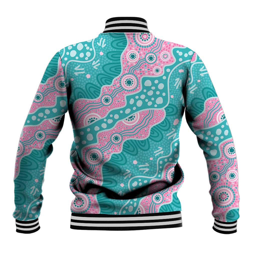 Hereditary Cancer Awareness Australia Indigenous Baseball Jacket Pink and Teal - Aussie Hoodie