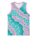 Hereditary Cancer Awareness Australia Indigenous Basketball Jersey Pink and Teal - Aussie Hoodie