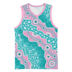Hereditary Cancer Awareness Australia Indigenous Basketball Jersey Pink and Teal - Aussie Hoodie