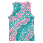 Hereditary Cancer Awareness Australia Indigenous Basketball Jersey Pink and Teal - Aussie Hoodie