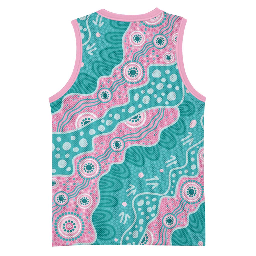 Hereditary Cancer Awareness Australia Indigenous Basketball Jersey Pink and Teal - Aussie Hoodie